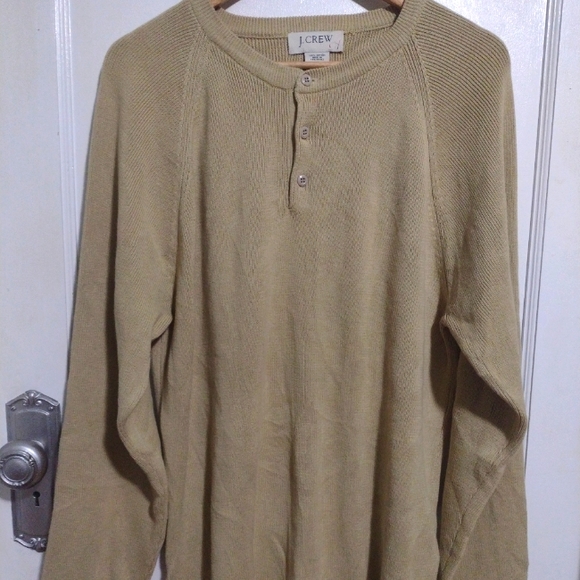 Y2K J Crew Men's Henley Shirt Dark Beige Large - Picture 2 of 7